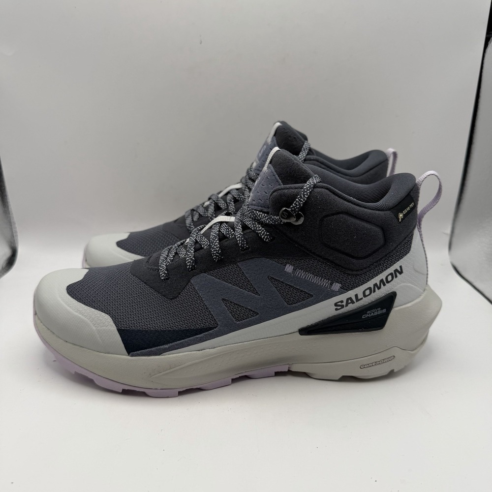 Salomon Elixir Activ Mid Waterproof Hiking Boots Shoes Womens Sz 9.5 Gray White